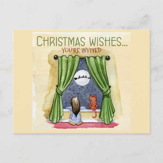 Kerstwensen Kind & Kat Kerstfeest Briefkaart (Voorkant)