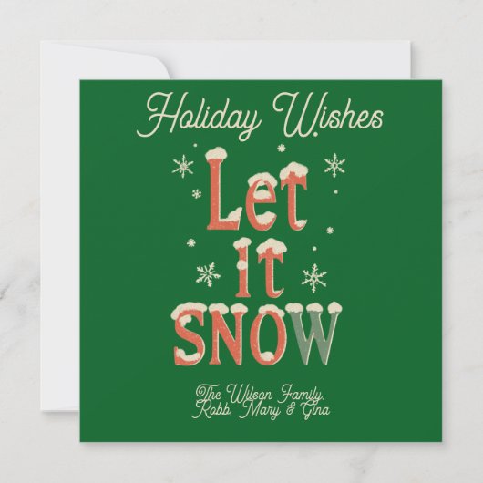 Kerstwensen Laat het Sneeuwen Plat Kerstkaart (Voorkant)