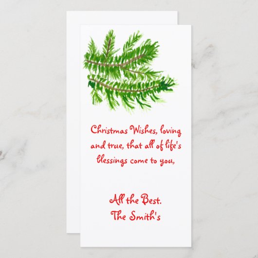 Kerstwensen, liefdevol en oprecht. Kerstkaart (Voorkant / Achterkant)