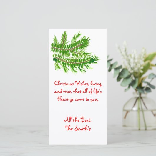 Kerstwensen, liefdevol en oprecht. Kerstkaart (Staand voorkant)