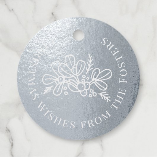 Kerstwensen maretak loof tekening op maat bedankjes labels (Voorkant)