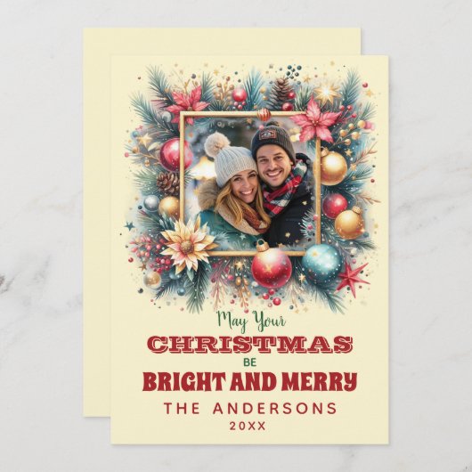 Kerstwensen met aangepaste foto feestdagenkaart (Voorkant / Achterkant)