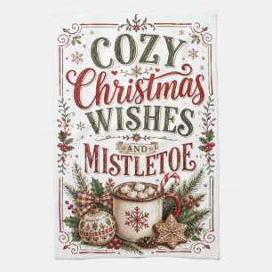 Kerstwensen met een knusse sfeer theedoek