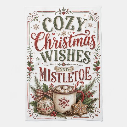 Kerstwensen met een knusse sfeer theedoek (Verticaal)
