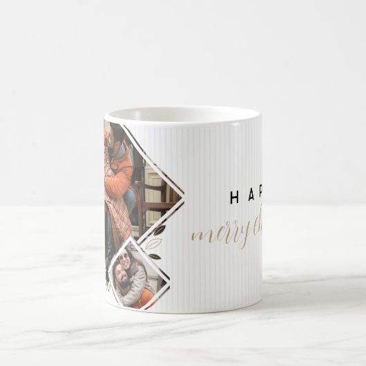 Kerstwensen minimalistische drie foto's koffiemok (Center)