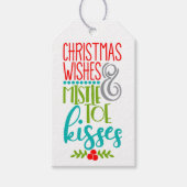 Kerstwensen Mistletoe Kisses Custom Gift Labels Cadeaulabel (Voorkant)
