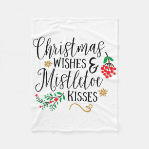 Kerstwensen Mistletoe Kisses Kerst Shirten Fleece Deken