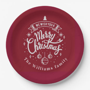 Kerstwensen Monogram Papier Bord