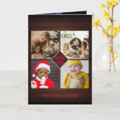 Kerstwensen Mooie houten familiefoto collage Kaart (Gele Bloem)