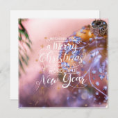 Kerstwensen op een roze kerstboomornament achtergr feestdagenkaart (Voorkant / Achterkant)