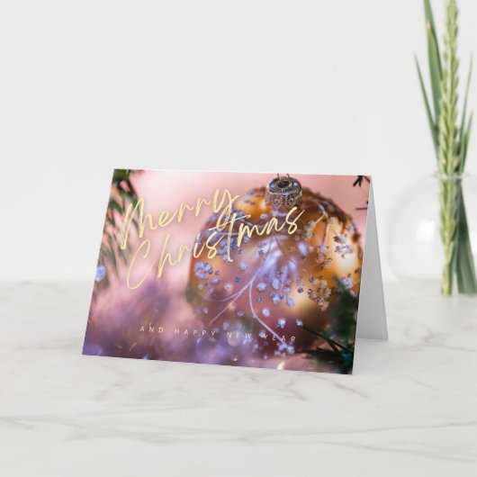 Kerstwensen op een roze ornamenten achtergrond #10 bedankkaart (Voorkant)