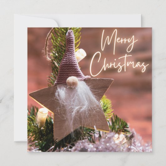 Kerstwensen op een roze ornamenten achtergrond #5 feestdagenkaart (Voorkant)