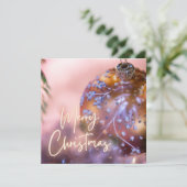 Kerstwensen op een roze ornamenten achtergrond #6 feestdagenkaart (Staand voorkant)