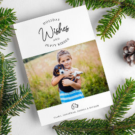 Kerstwensen, Puppydog Kusjes Foto Huisdier Eigenaa Feestdagenkaart