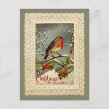 Kerstwensen Robin Vintage Reproductie