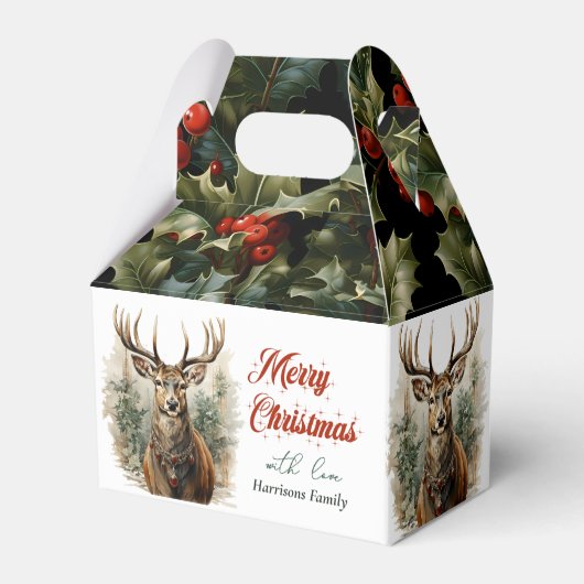 Kerstwensen rustieke rendieren bedankdoosjes (Achterkant)