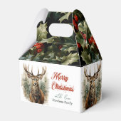 Kerstwensen rustieke rendieren bedankdoosjes (Voorkant Zijde)