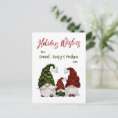 Kerstwensen Rustieke Waterverf Kabouterfamilie Feestdagenkaart (Staand voorkant)