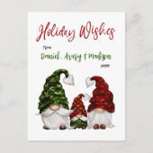 Kerstwensen Rustieke Waterverf Kabouterfamilie Feestdagenkaart (Voorkant)