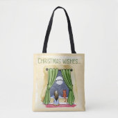 Kerstwensen Schattig Kind & Kittige Kat Kerstmis Tote Bag (Voorkant)