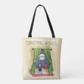 Kerstwensen Schattig Kind & Kittige Kat Kerstmis Tote Bag (Achterkant)