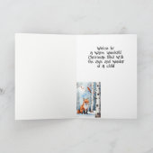 Kerstwensen Schattigee Fox Kardinaal Bird Winter Feestdagen Kaart (Binnen)