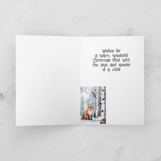 Kerstwensen Schattigee Fox Kardinaal Bird Winter Feestdagen Kaart (Binnen)