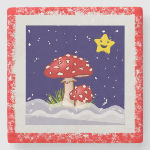 Kerstwensen, sneeuwende dagen stenen onderzetter