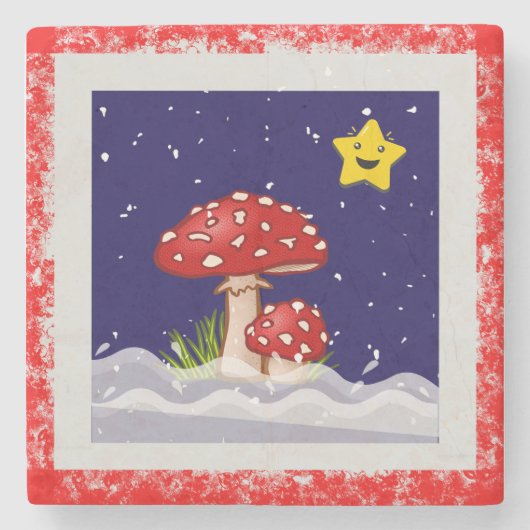 Kerstwensen, sneeuwende dagen stenen onderzetter (Voorkant)