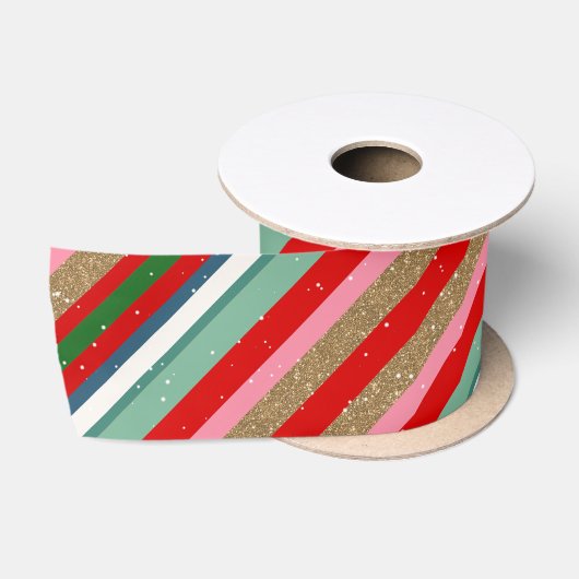 Kerstwensen Strepen Satijnen Lint (Spoel)