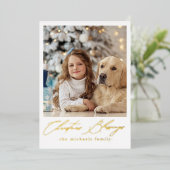 Kerstwensen Twee Foto Folie Uitnodiging (Staand Voorkant)