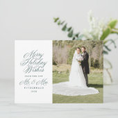 Kerstwensen van de nieuwe heer en mevrouw pasgetro feestdagenkaart (Staand voorkant)