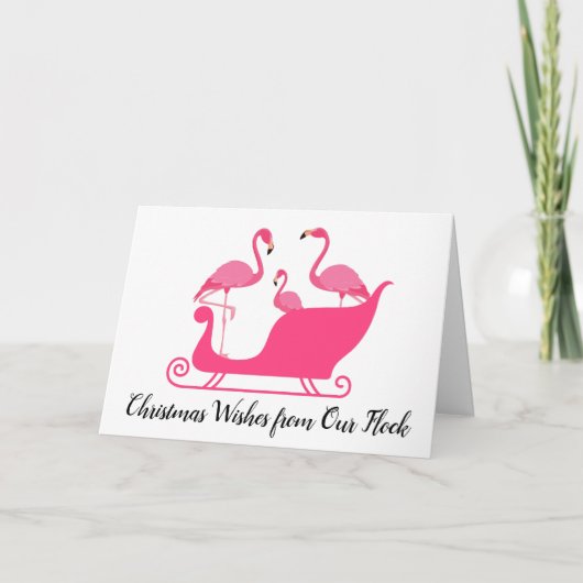 Kerstwensen van flamingo's van onze zwerm kaart (Voorkant)