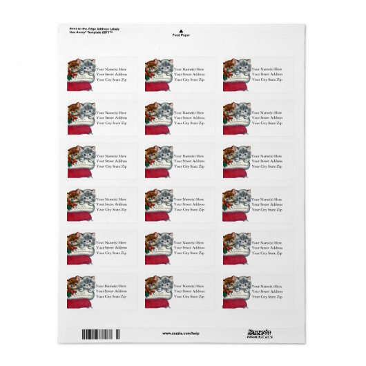 Kerstwensen van Kittens Kerst Etiket (Full Sheet)