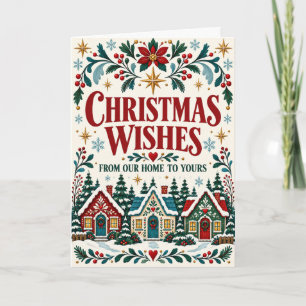 Kerstwensen van onze thuis naar de jouwe Folk Art Kaart