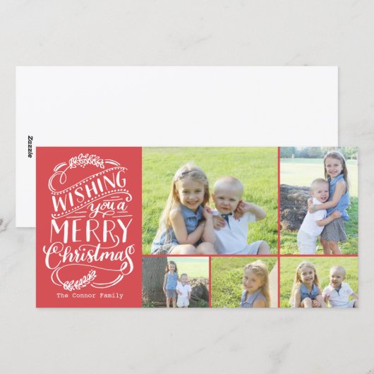 Kerstwensen Verzameling 5 foto Feestdagenkaart (Voorkant / Achterkant)