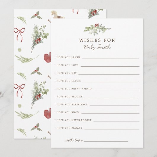Kerstwensen voor Baby Kaart (Voorkant / Achterkant)