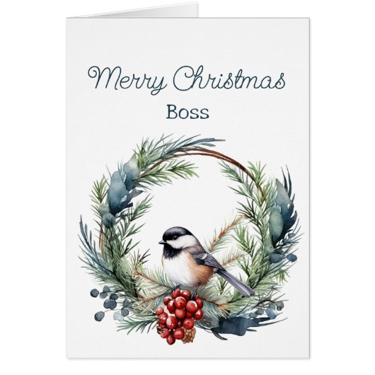 Kerstwensen voor BOSS Chickadee Bird Wreath (Voorkant)