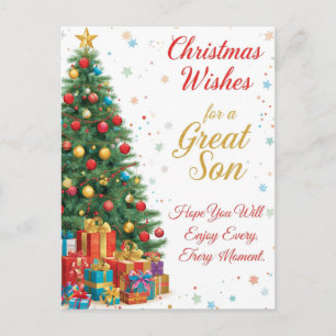 Kerstwensen voor een geweldige zoon feestdagenkaart