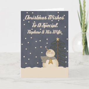 Kerstwensen voor een speciale neef en vrouw feestdagen kaart