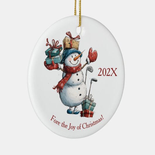 Kerstwensen voor golfliefhebbers - Snowman Design Keramisch Ornament (Rechts)