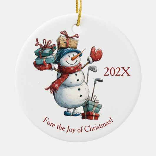 Kerstwensen voor golfliefhebbers - Snowman Design Keramisch Ornament (Voorkant)