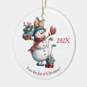 Kerstwensen voor golfliefhebbers - Snowman Design Keramisch Ornament (Links)