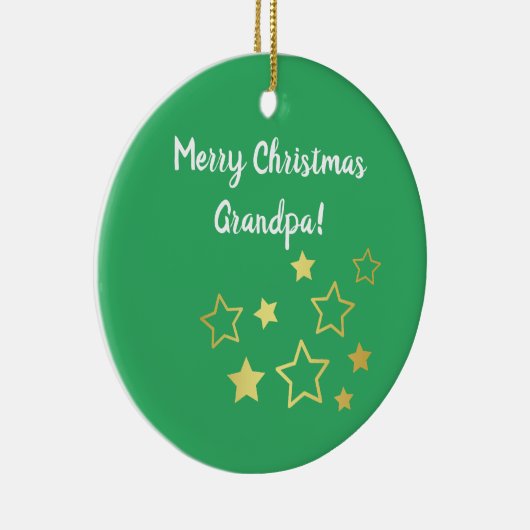 Kerstwensen voor opa met gouden sterren keramisch ornament (Rechts)