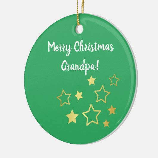 Kerstwensen voor opa met gouden sterren keramisch ornament (Links)