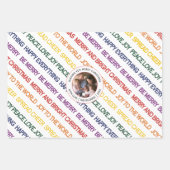 kerstwensen voor regenboogkleuren: feestfoto inpakpapier vel (Voorkant 3)