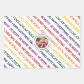 kerstwensen voor regenboogkleuren: feestfoto inpakpapier vel (Voorkant)