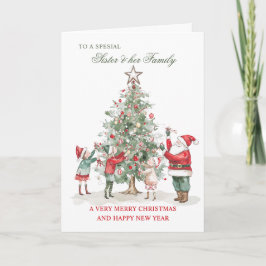 Kerstwensen voor zuster & haar familie feestdagen kaart