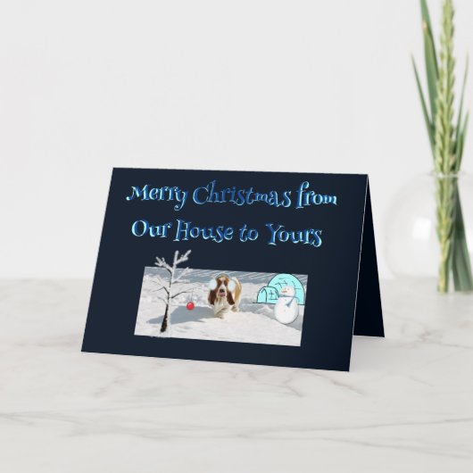 Kerstwensen w/Mooie Basset in de Sneeuw Kaart (Voorkant)