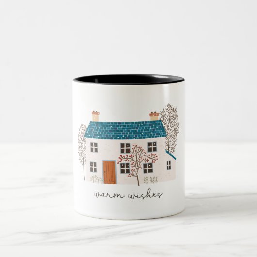 Kerstwensen Warm Tweekleurige Koffiemok (Center)